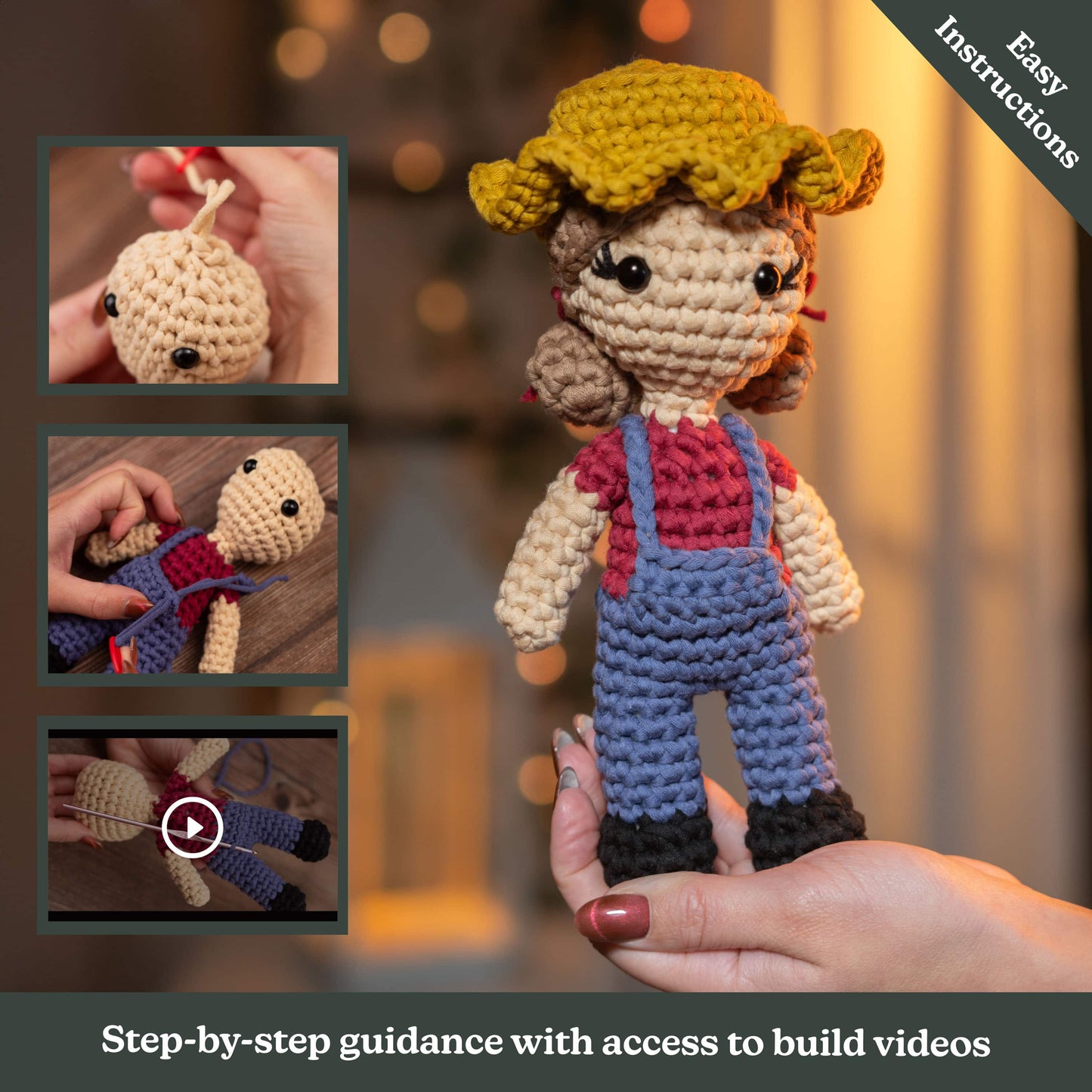 Dottie the Farmer - Farmhouse Amigurumi Crochet Kit for Beginners