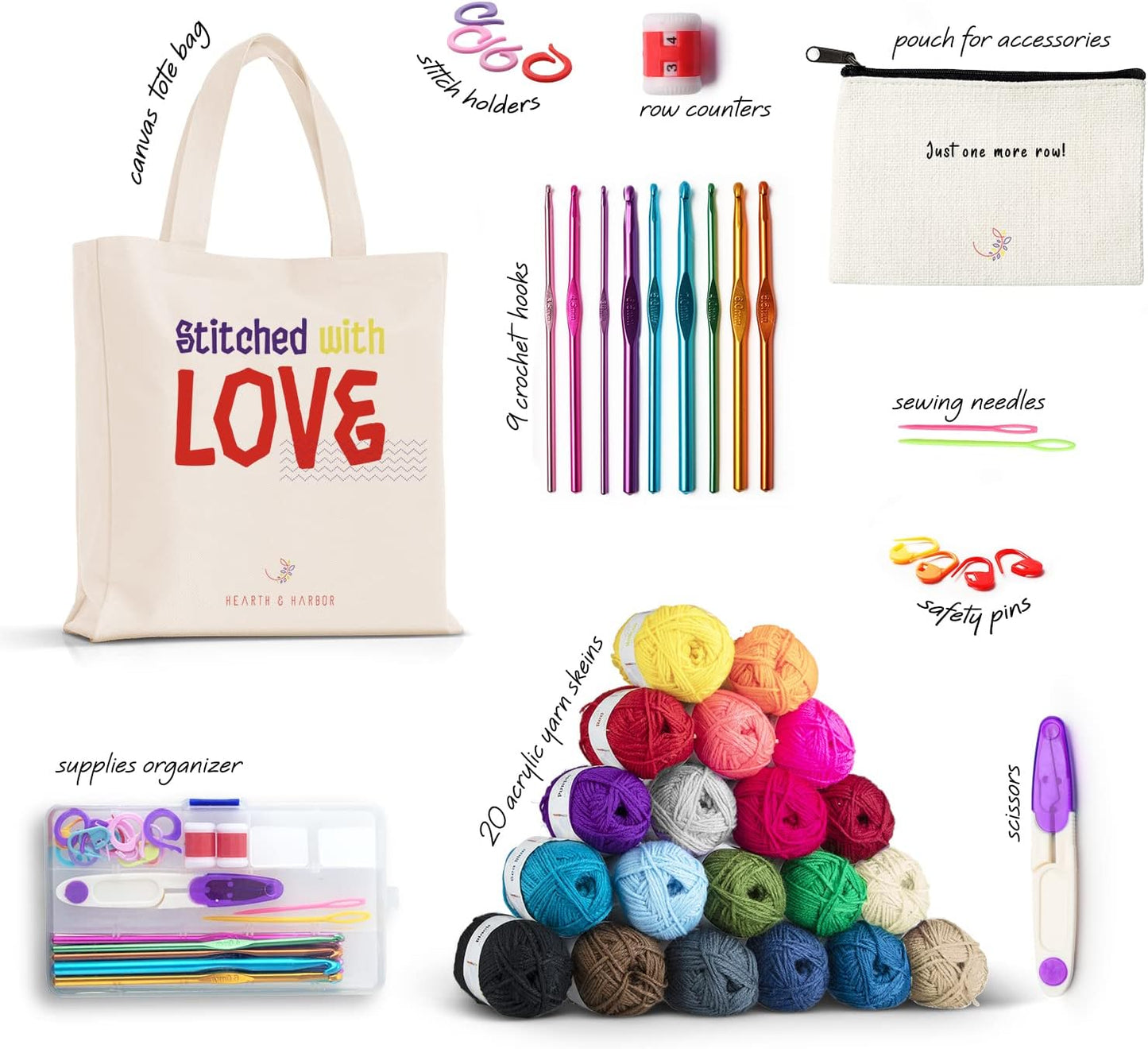 43 Piece Crochet Kit with Crochet Hooks Yarn Set