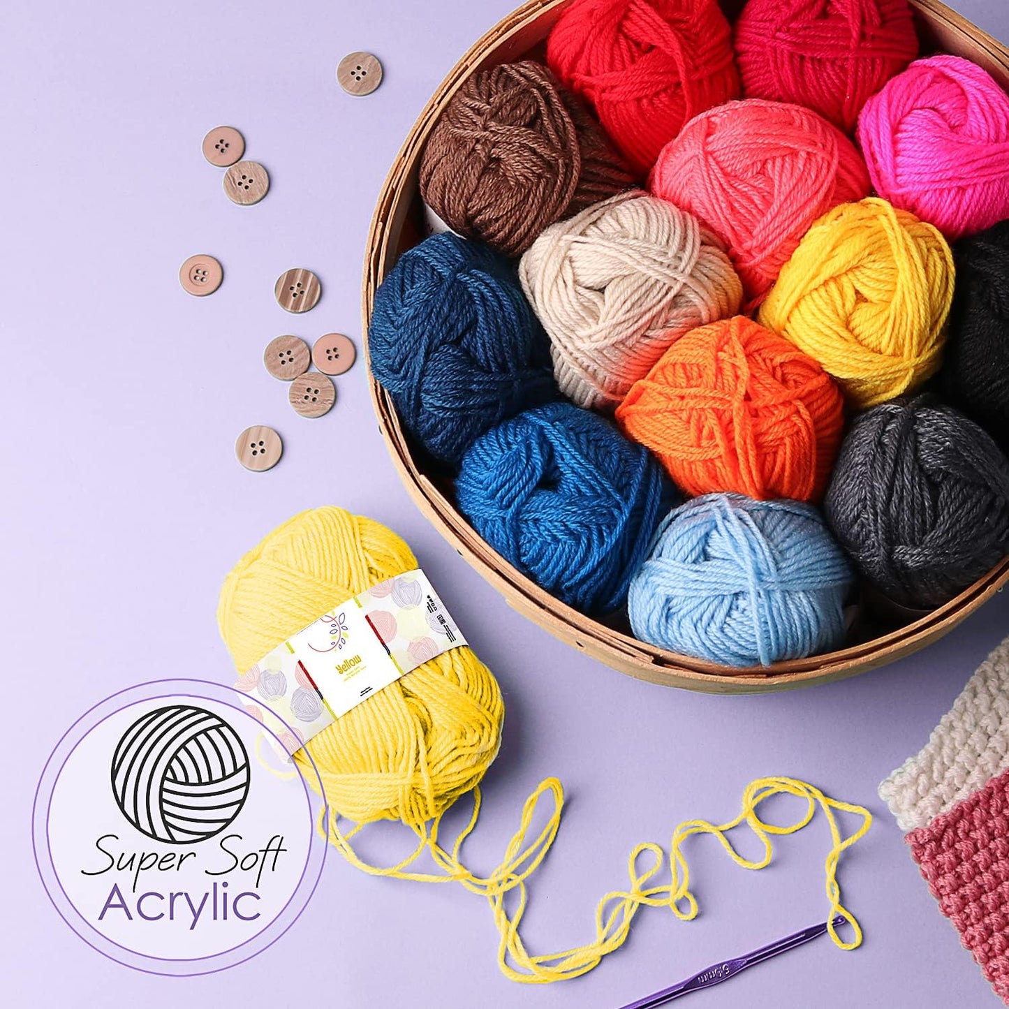 80 Piece Crochet Kit with Crochet Hooks Yarn Set + Project Books