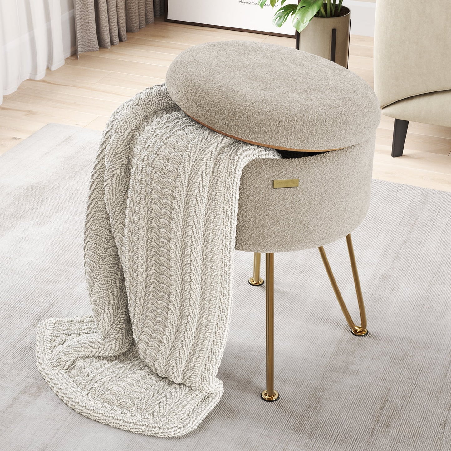 Round Ottoman with Storage