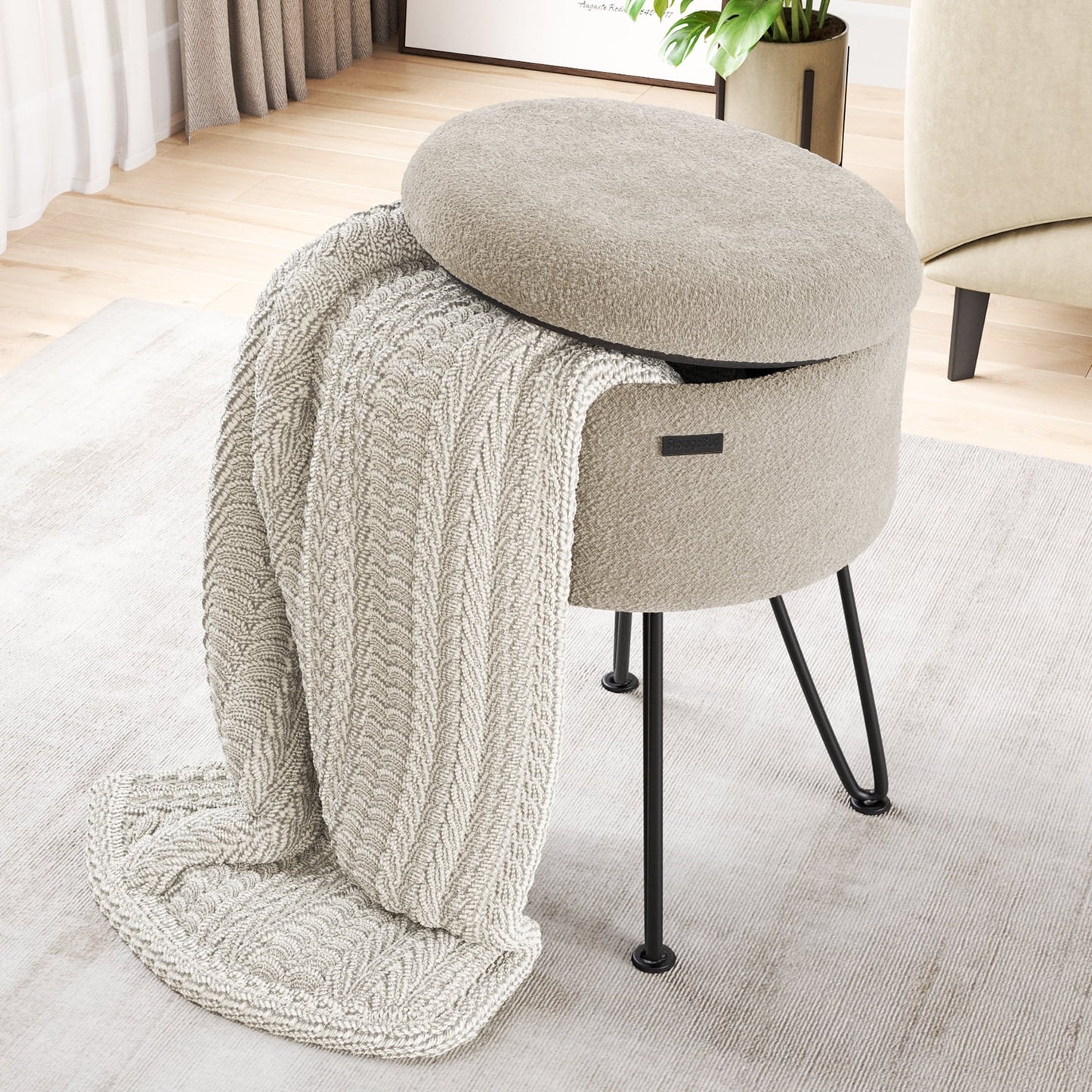 Round Ottoman with Storage