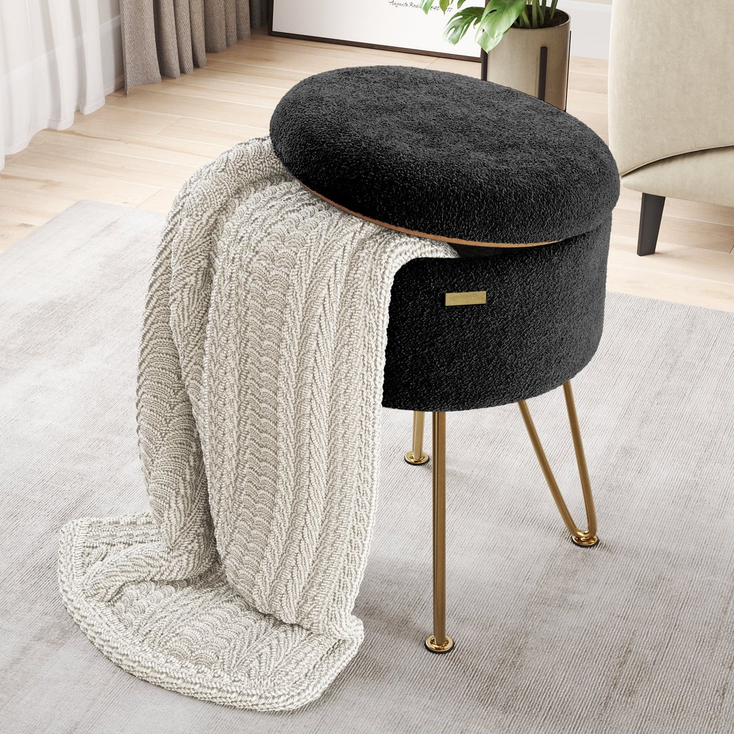 Round Ottoman with Storage
