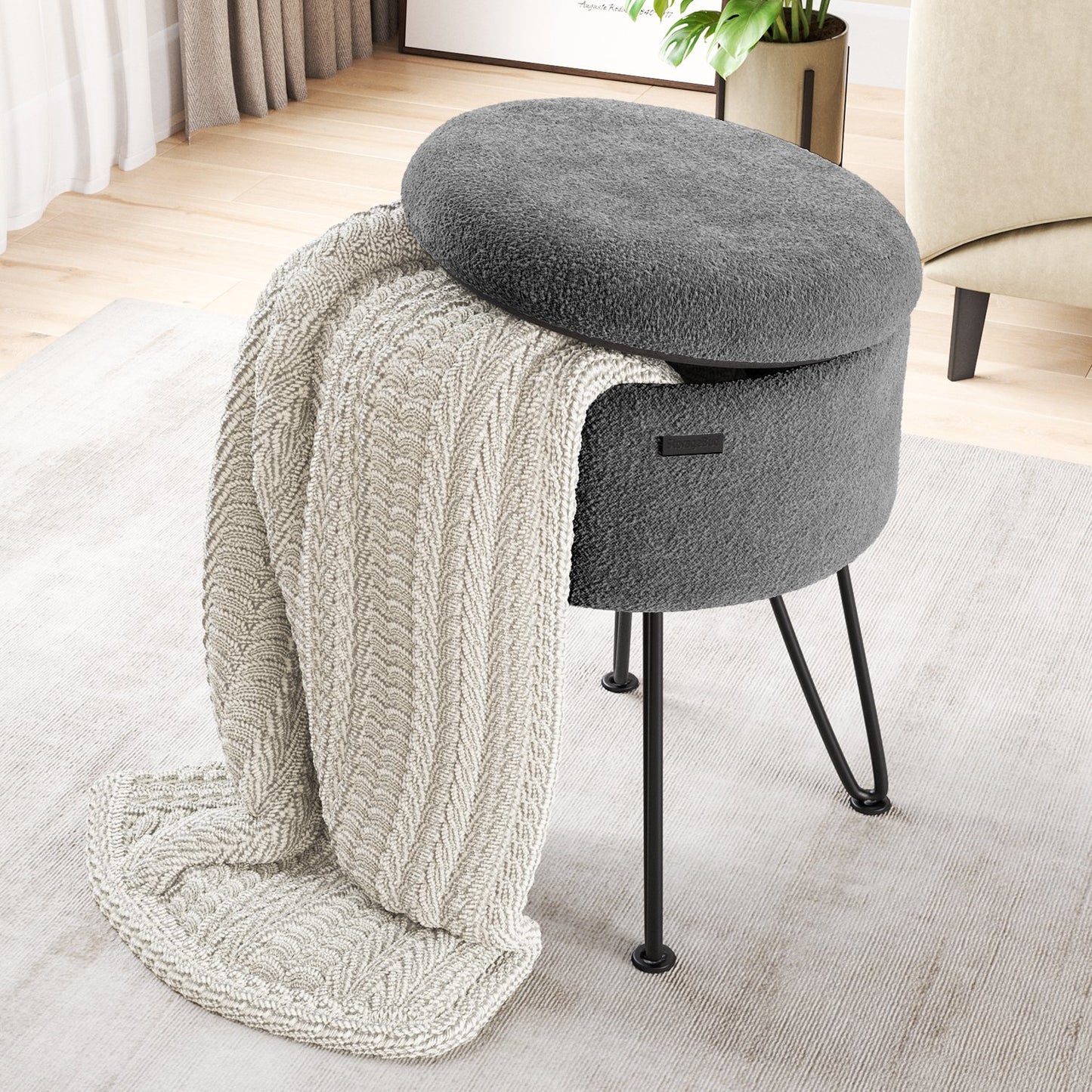 Round Ottoman with Storage