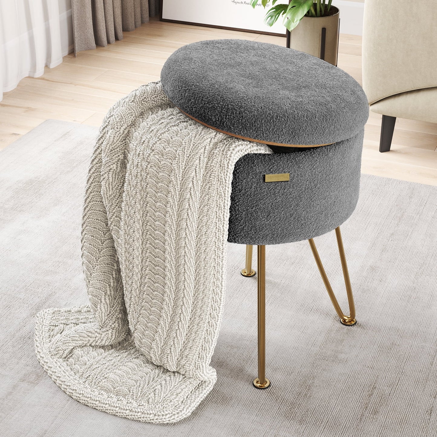 Round Ottoman with Storage