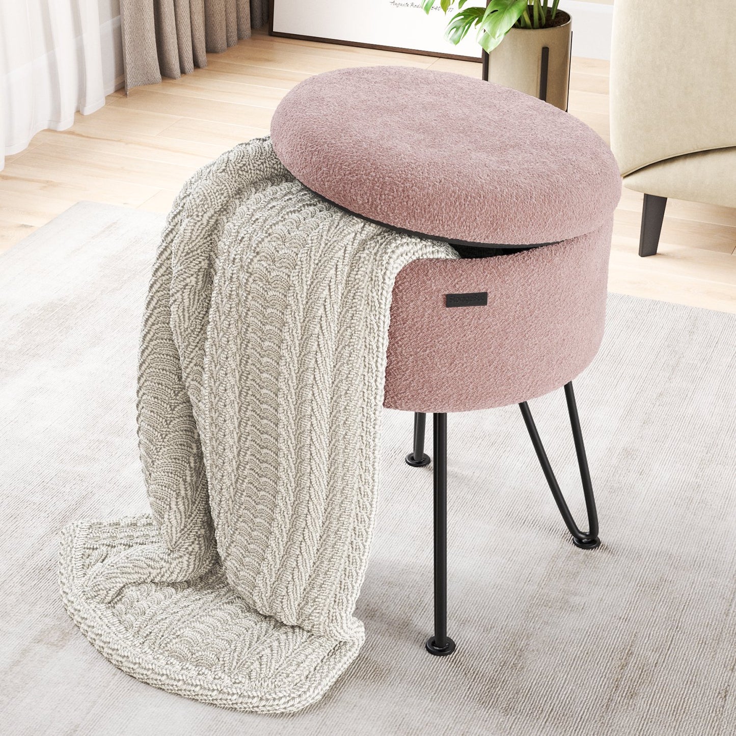 Round Ottoman with Storage