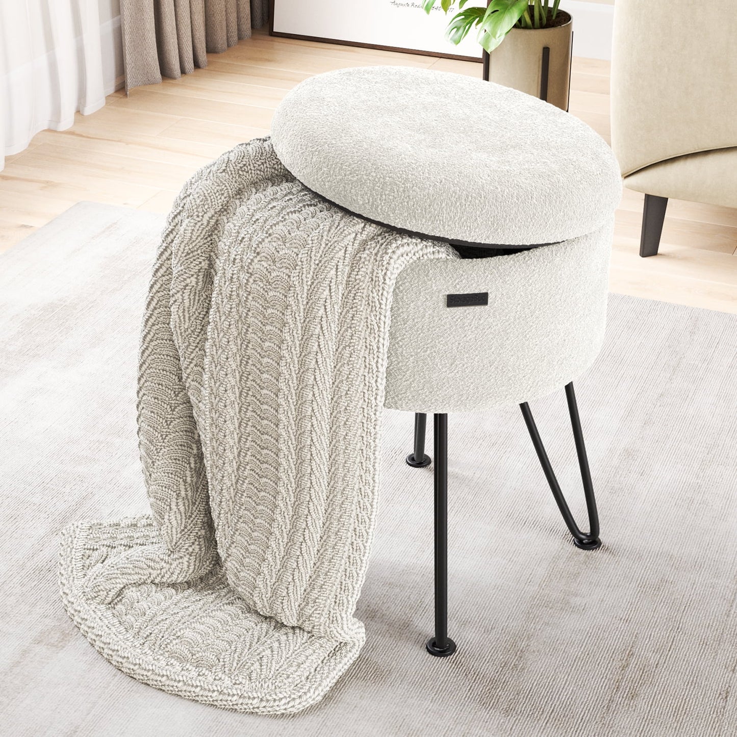 Round Ottoman with Storage
