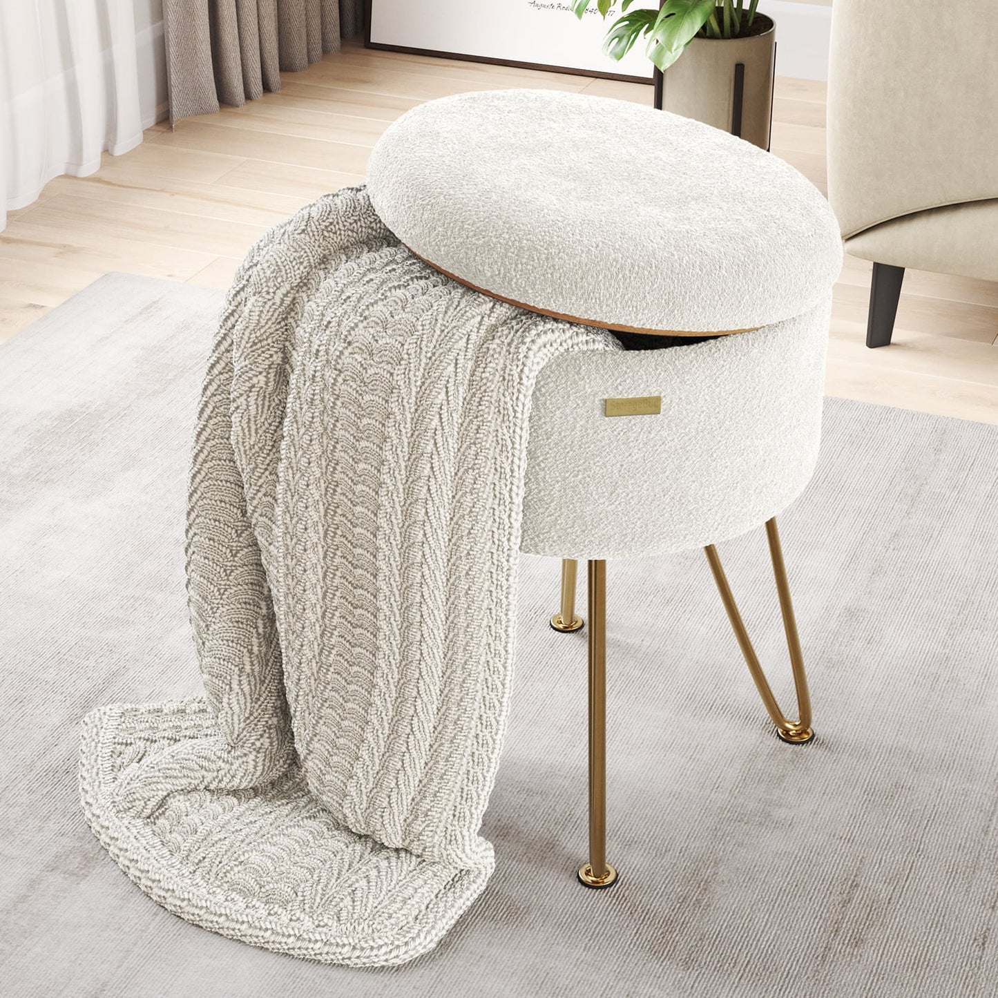 Round Ottoman with Storage