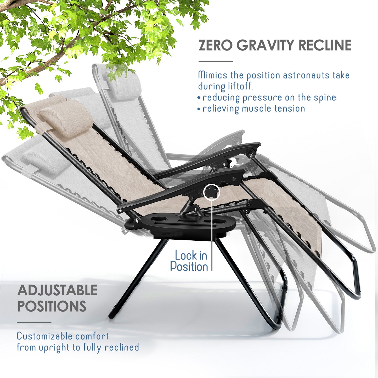 Zero Gravity Chair Outdoor Lounge Chairs with Cup Holder