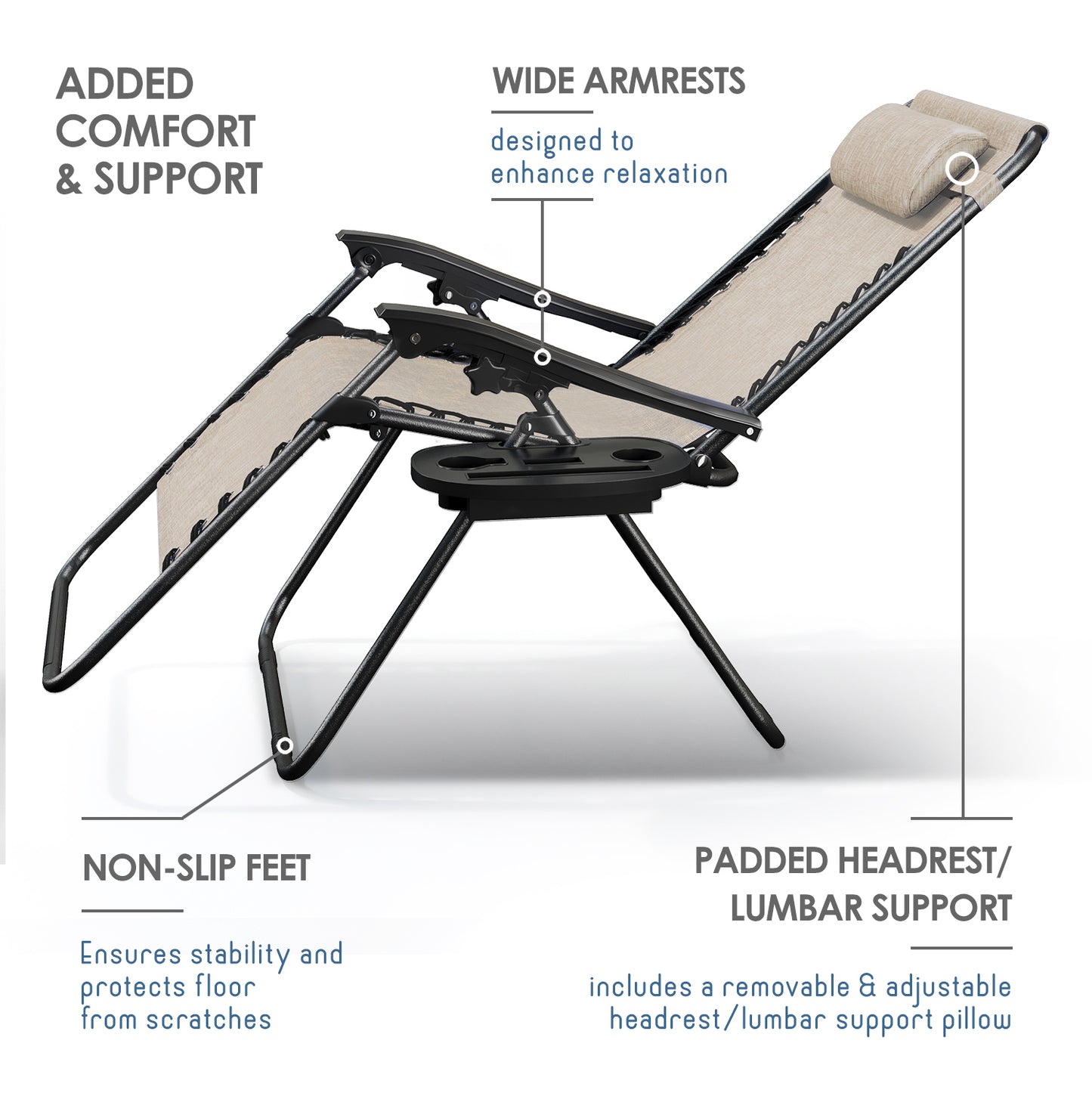 Zero Gravity Chair Outdoor Lounge Chairs with Cup Holder