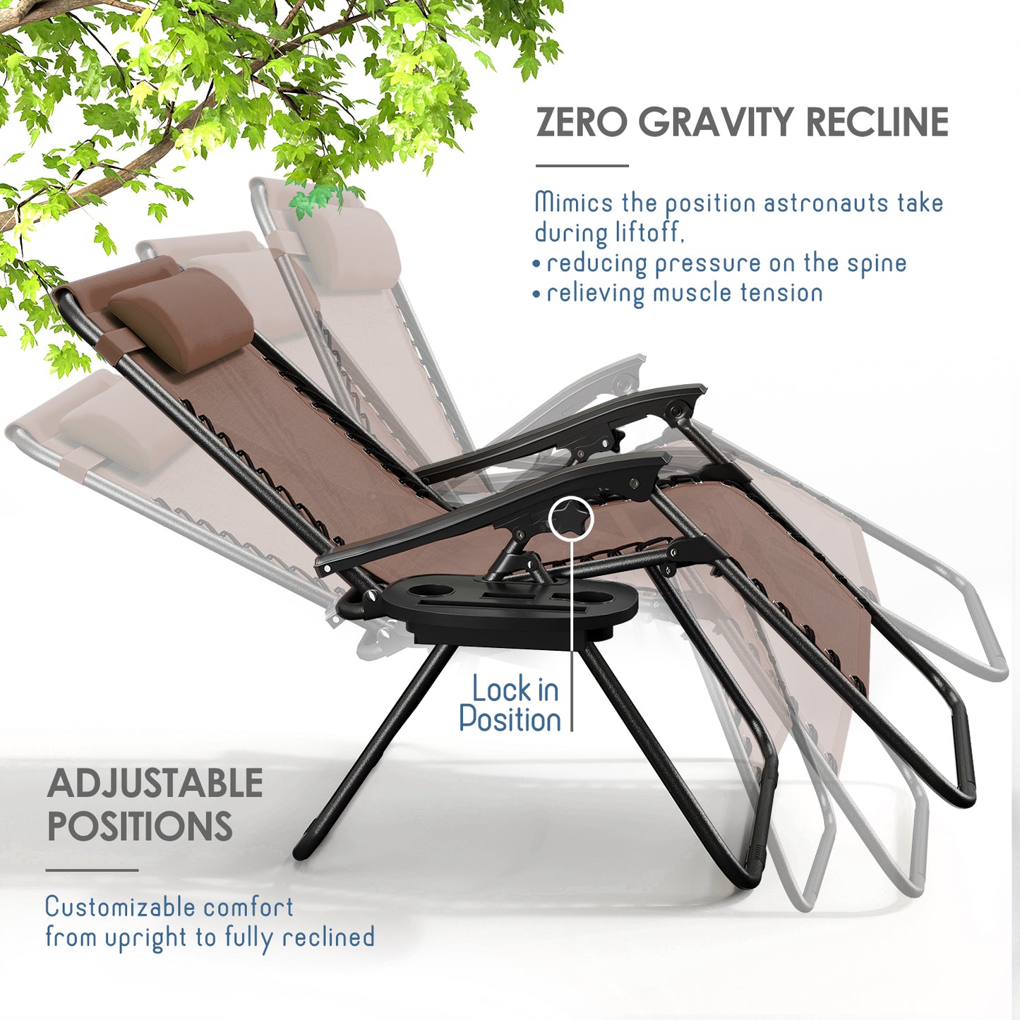 Zero Gravity Chair Outdoor Lounge Chairs with Cup Holder