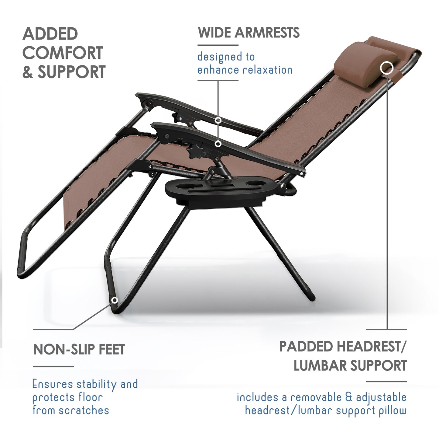 Zero Gravity Chair Outdoor Lounge Chairs with Cup Holder