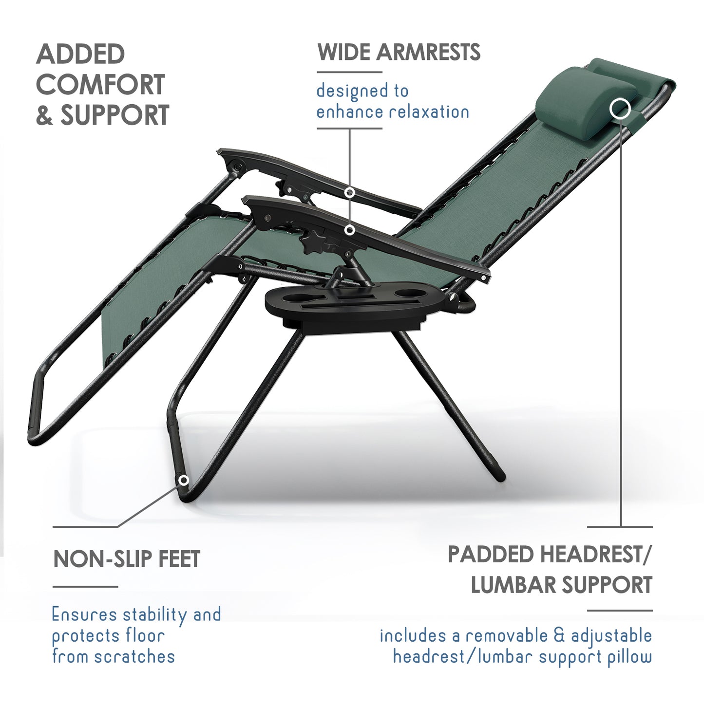 Zero Gravity Chair Outdoor Lounge Chairs with Cup Holder