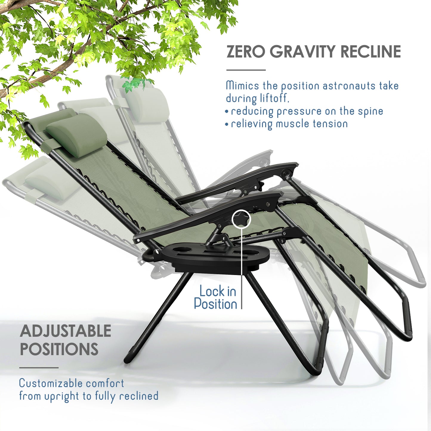 Zero Gravity Chair Outdoor Lounge Chairs with Cup Holder