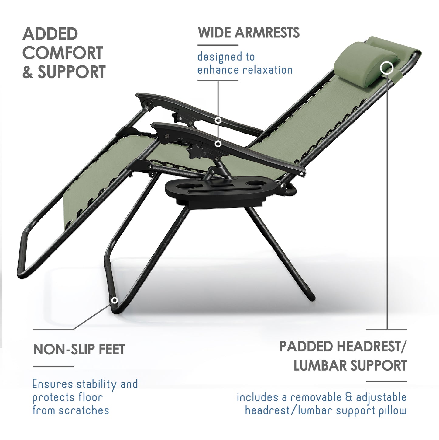 Zero Gravity Chair Outdoor Lounge Chairs with Cup Holder
