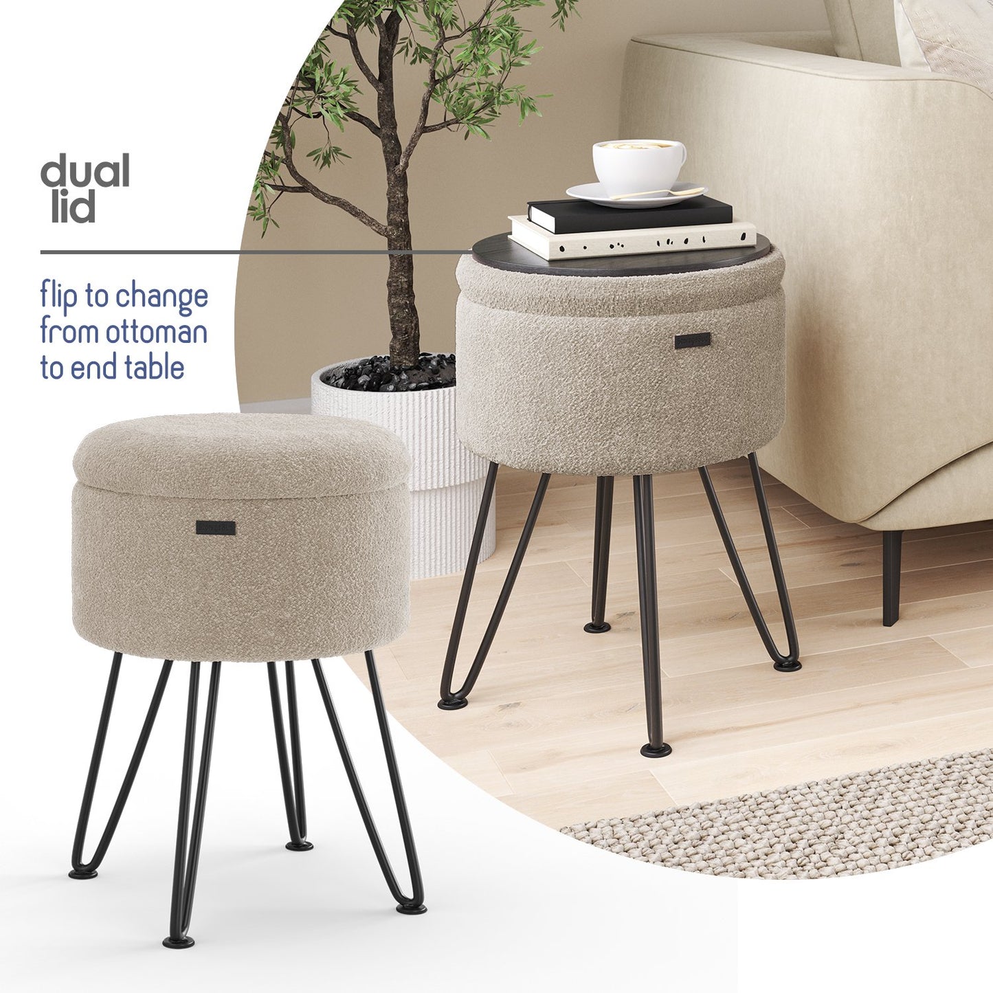 Round Ottoman with Storage