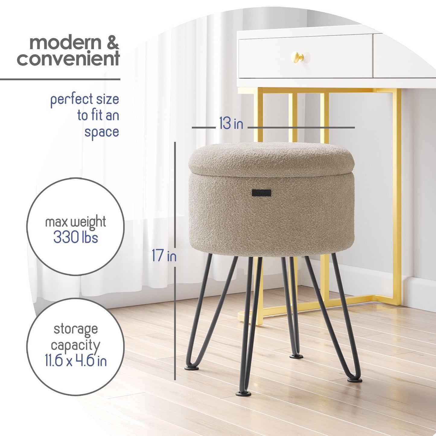 Round Ottoman with Storage