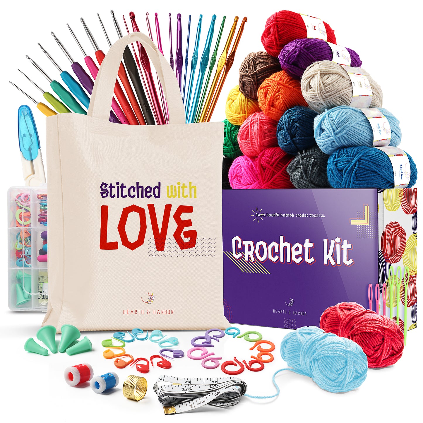 73 Piece Crochet Kit with Crochet Hooks Yarn Set