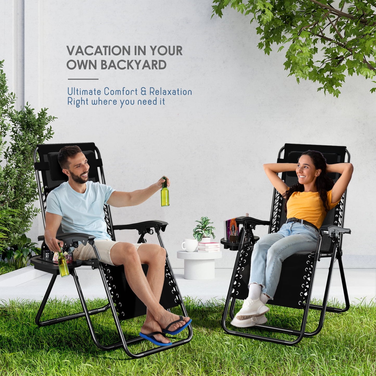 Zero Gravity Chair Outdoor Lounge Chairs with Cup Holder