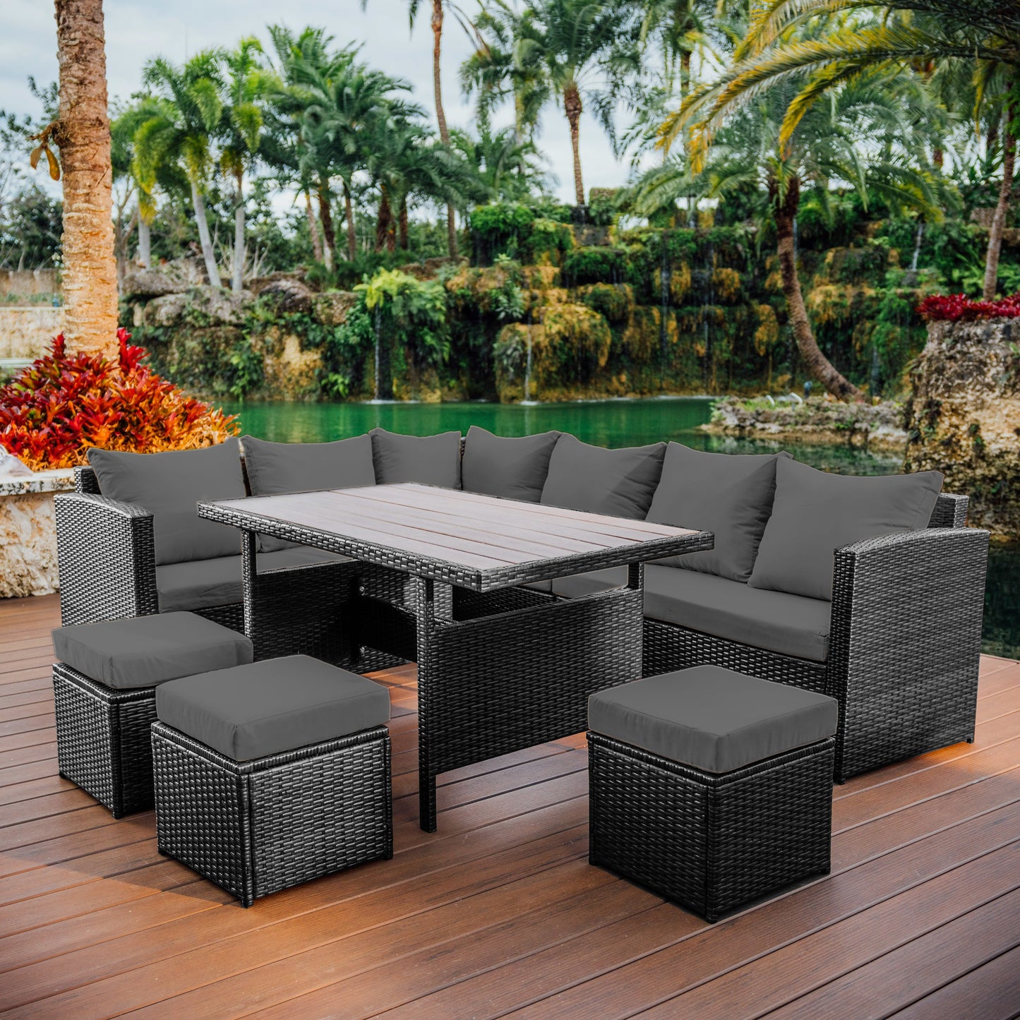 7 Piece Patio Dining Sofa Set