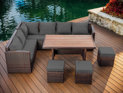 7 Piece Patio Dining Sofa Set