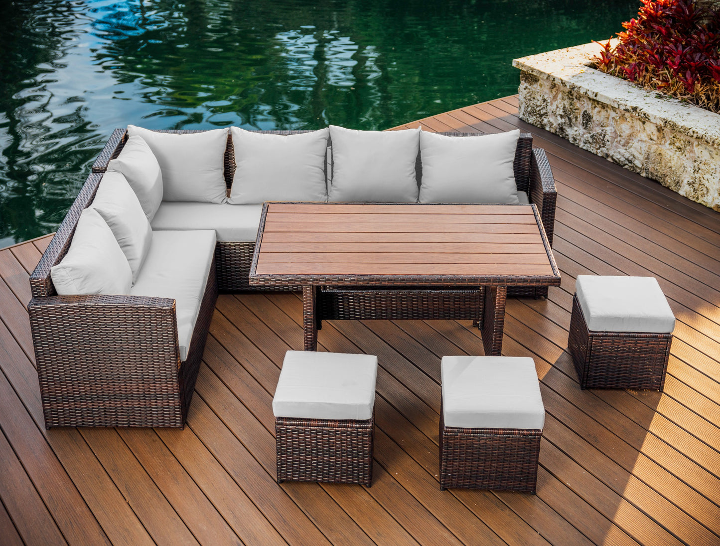 7 Piece Patio Dining Sofa Set