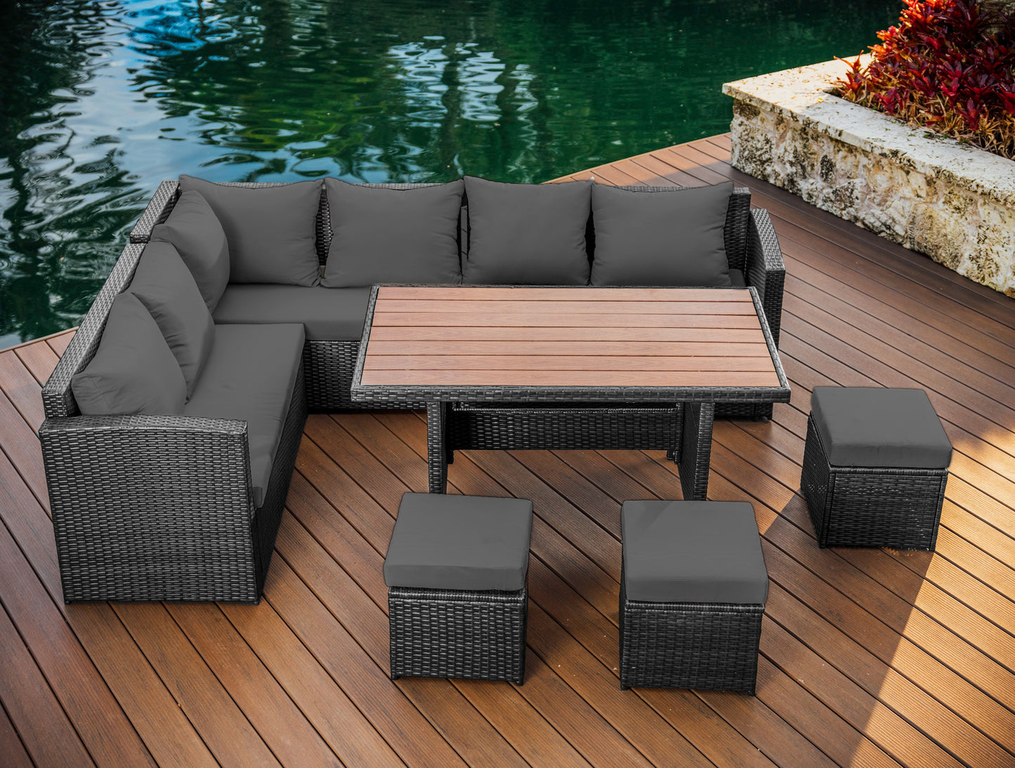 7 Piece Patio Dining Sofa Set