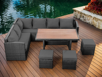 7 Piece Patio Dining Sofa Set