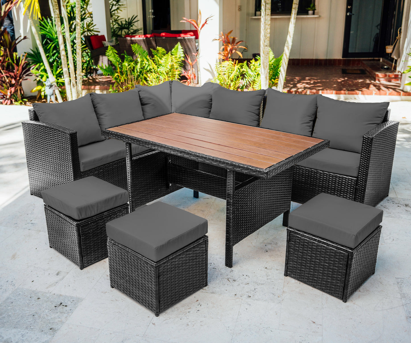 7 Piece Patio Dining Sofa Set