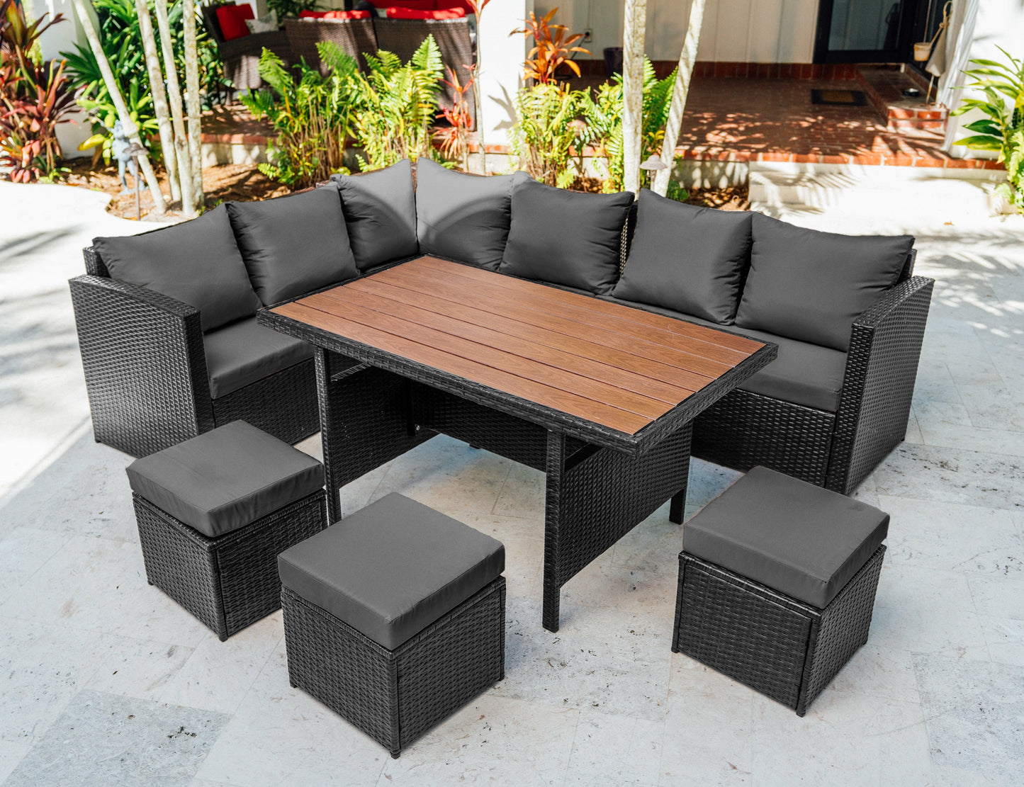 7 Piece Patio Dining Sofa Set