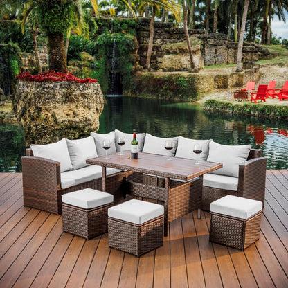 7 Piece Patio Dining Sofa Set