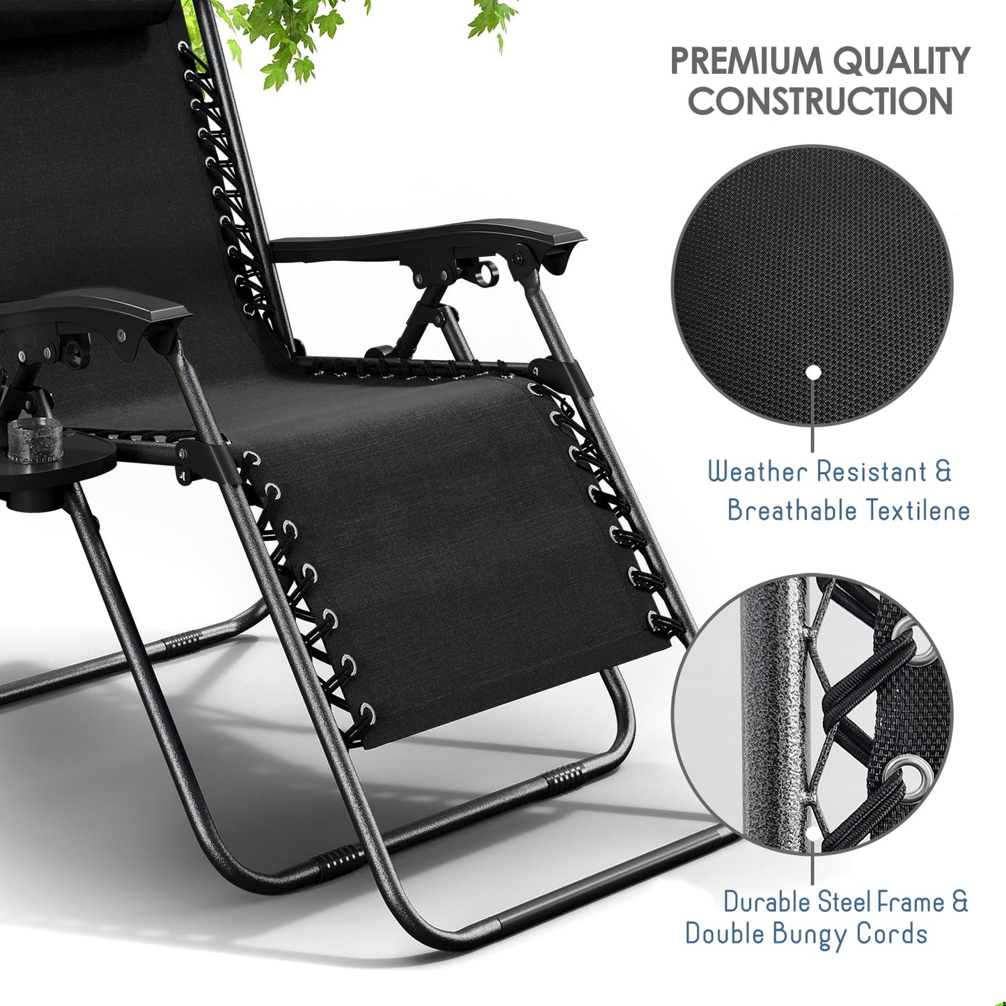 Zero Gravity Chair Outdoor Lounge Chairs with Cup Holder