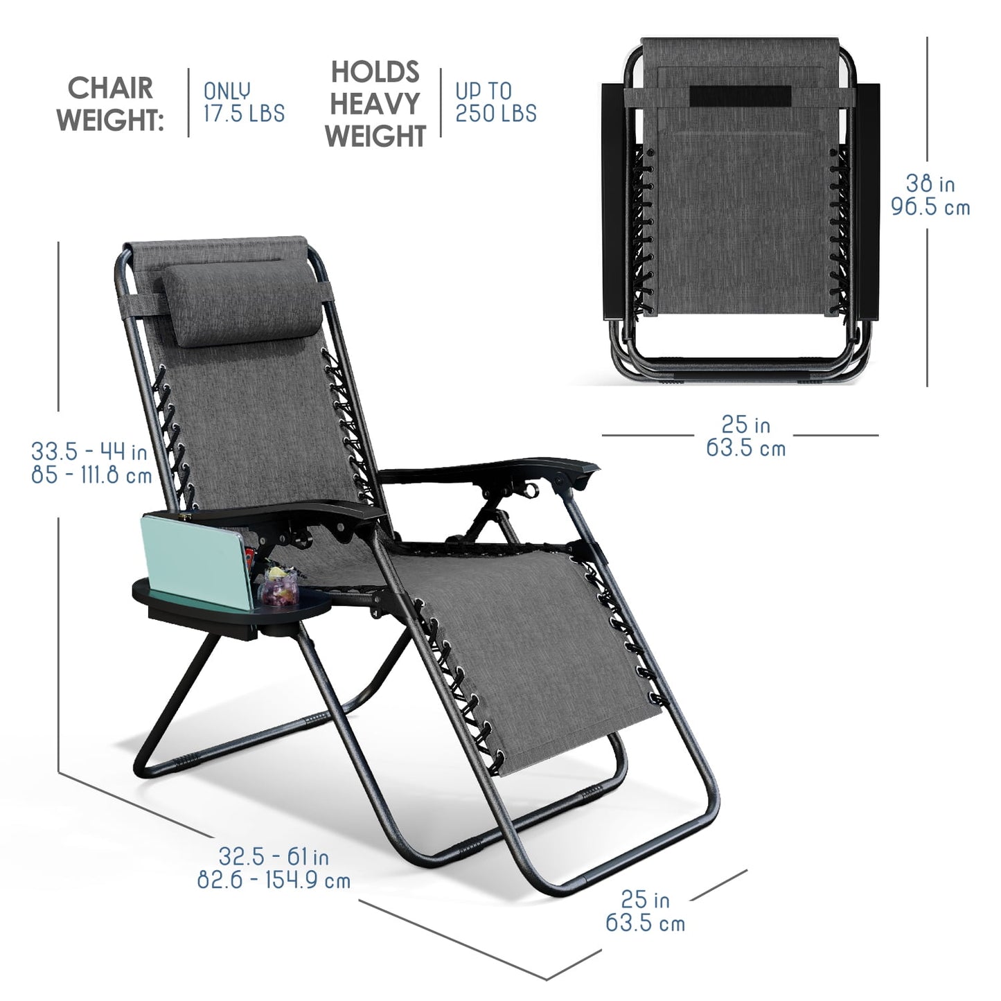 Zero Gravity Chair Outdoor Lounge Chairs with Cup Holder