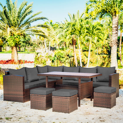 7 Piece Patio Dining Sofa Set