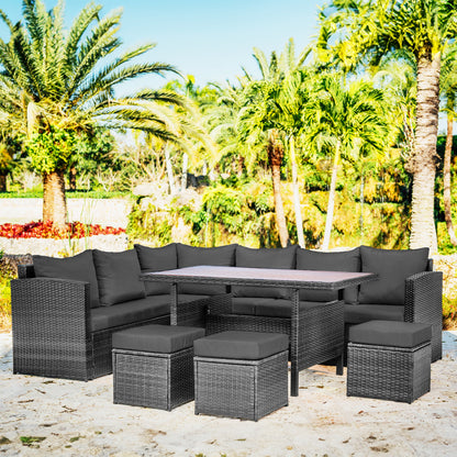 7 Piece Patio Dining Sofa Set