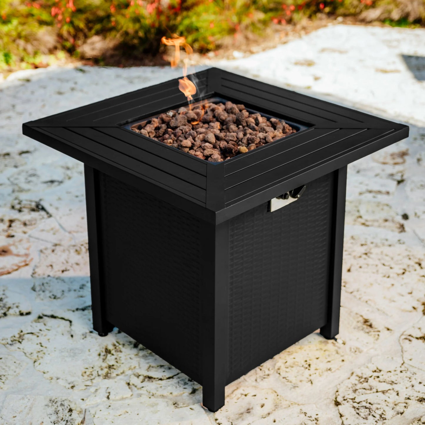 Propane Fire Pit Table for Outside with Lava Rocks