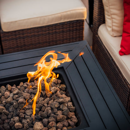 Propane Fire Pit Table for Outside with Lava Rocks