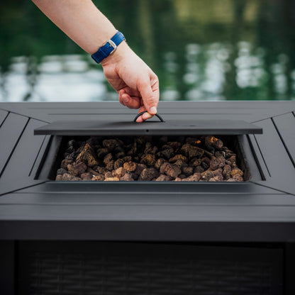 Propane Fire Pit Table for Outside with Lava Rocks