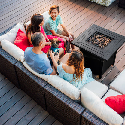 Propane Fire Pit Table for Outside with Lava Rocks