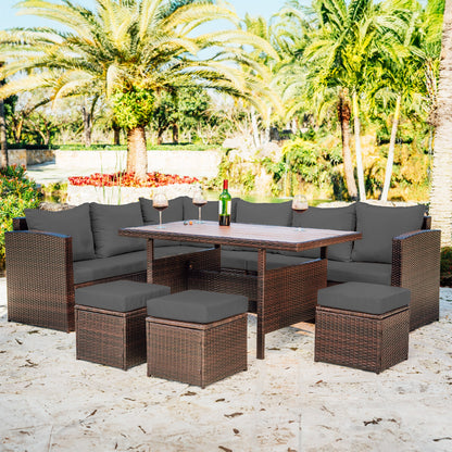 7 Piece Patio Dining Sofa Set