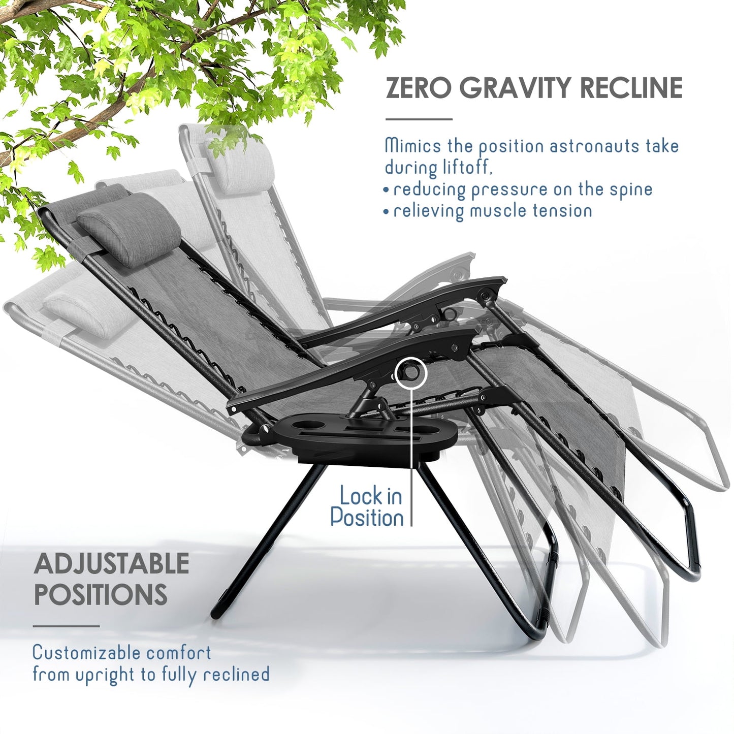 Zero Gravity Chair Outdoor Lounge Chairs with Cup Holder