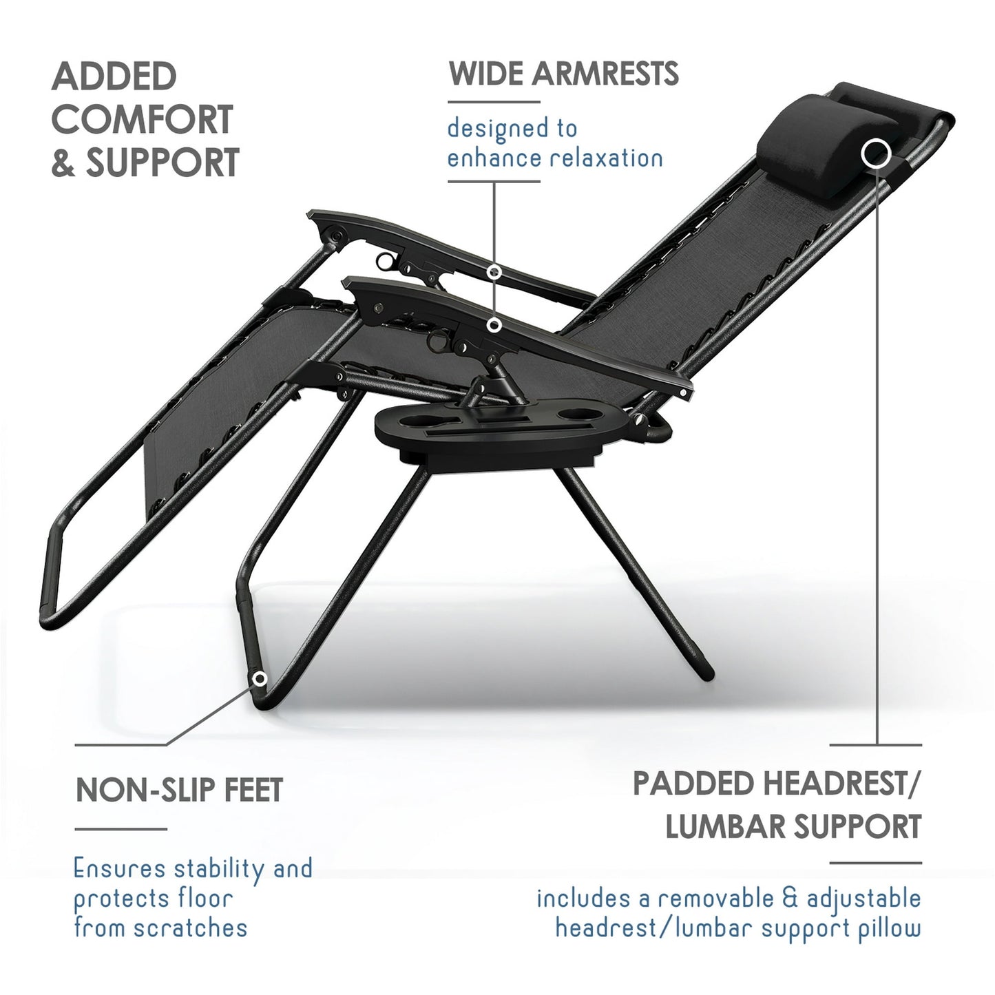 Zero Gravity Chair Outdoor Lounge Chairs with Cup Holder