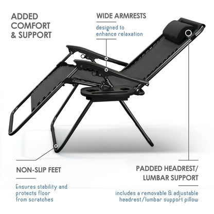 Zero Gravity Chair Outdoor Lounge Chairs with Cup Holder