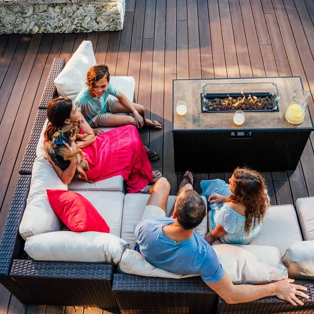 Propane Fire Pit Table for Outside with Lava Rocks