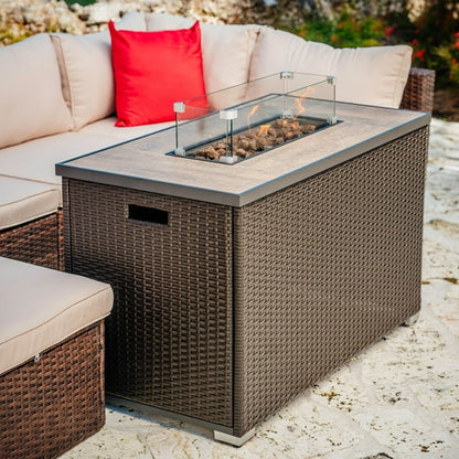 Propane Fire Pit Table for Outside with Lava Rocks