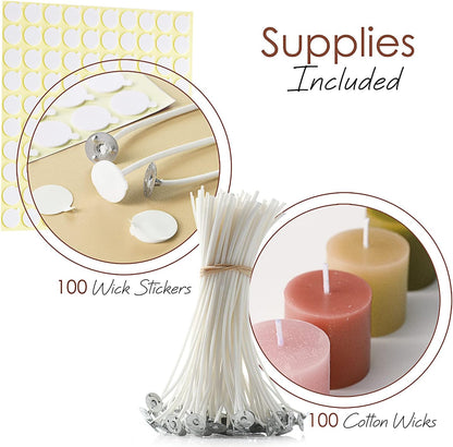 100 Pieces of Candle Wicks and Stickers for Candle Making