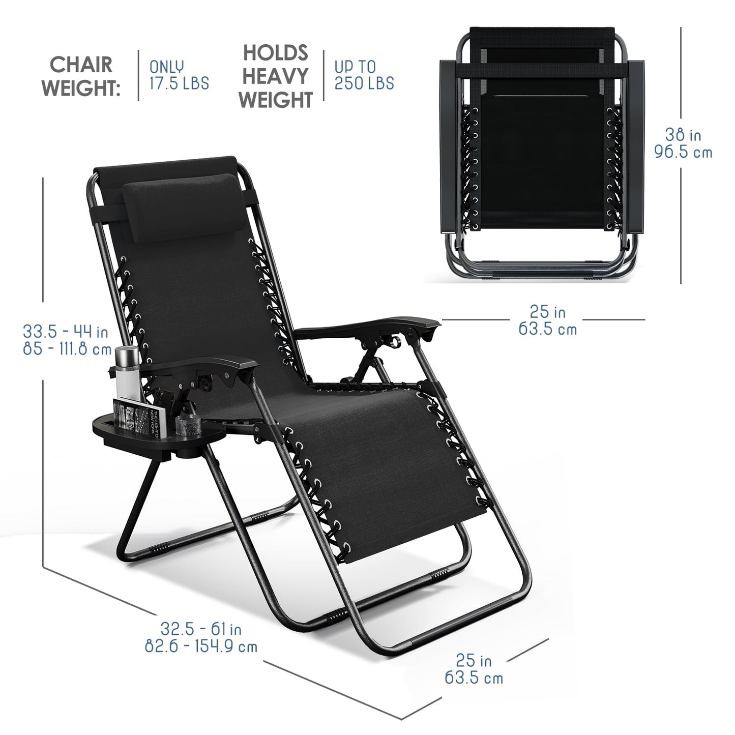 Zero Gravity Chair Outdoor Lounge Chairs with Cup Holder