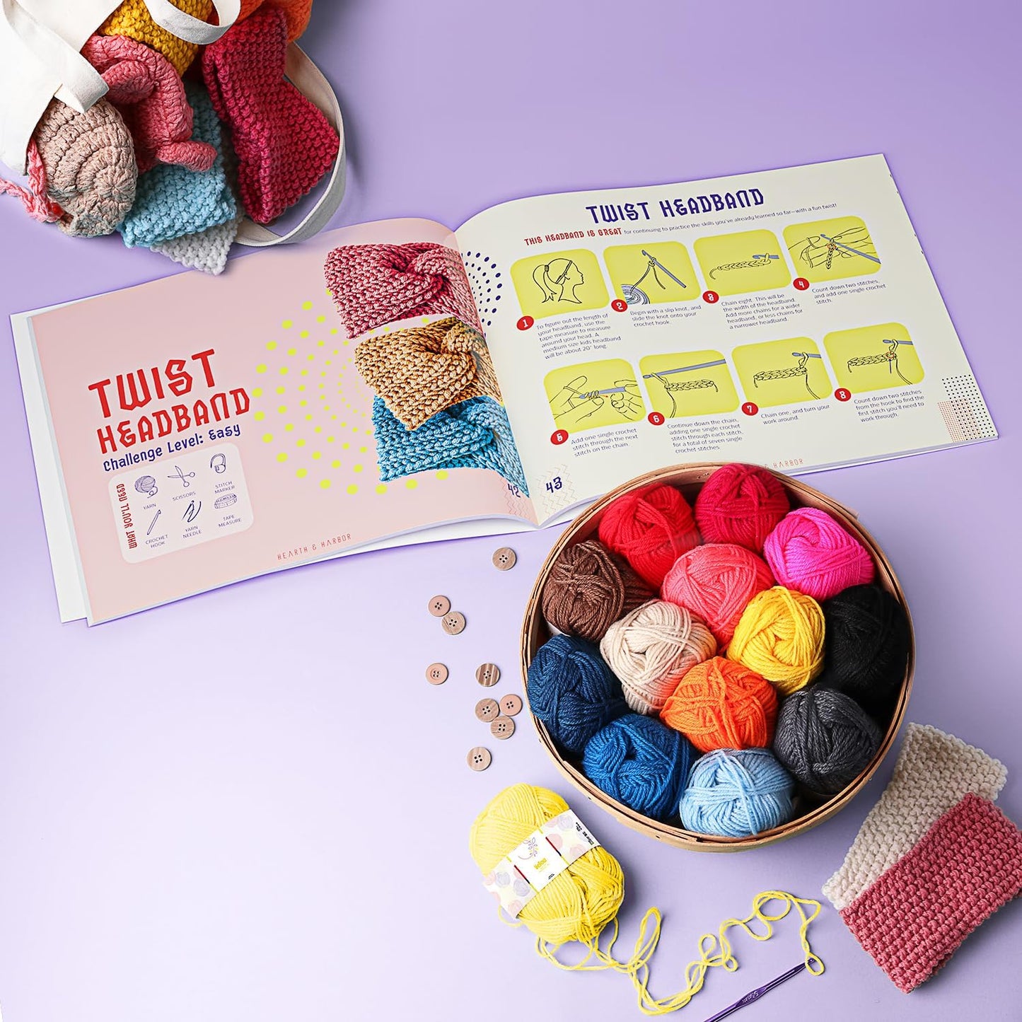 80 Piece Crochet Kit with Crochet Hooks Yarn Set + Project Books