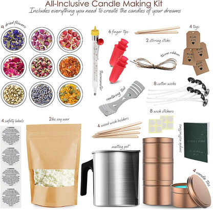 Soy Candle Making Kit + Dried Flowers - 2 Lbs