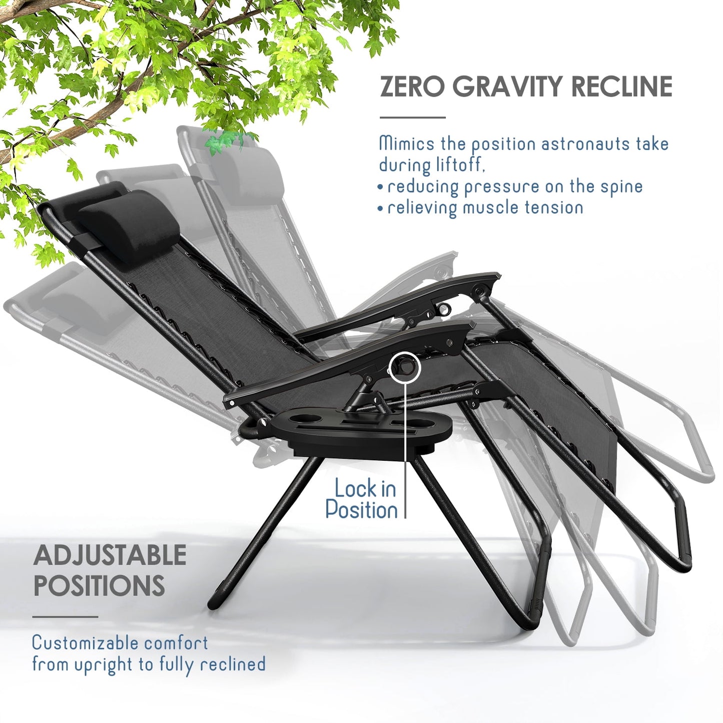 Zero Gravity Chair Outdoor Lounge Chairs with Cup Holder
