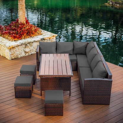 7 Piece Patio Dining Sofa Set